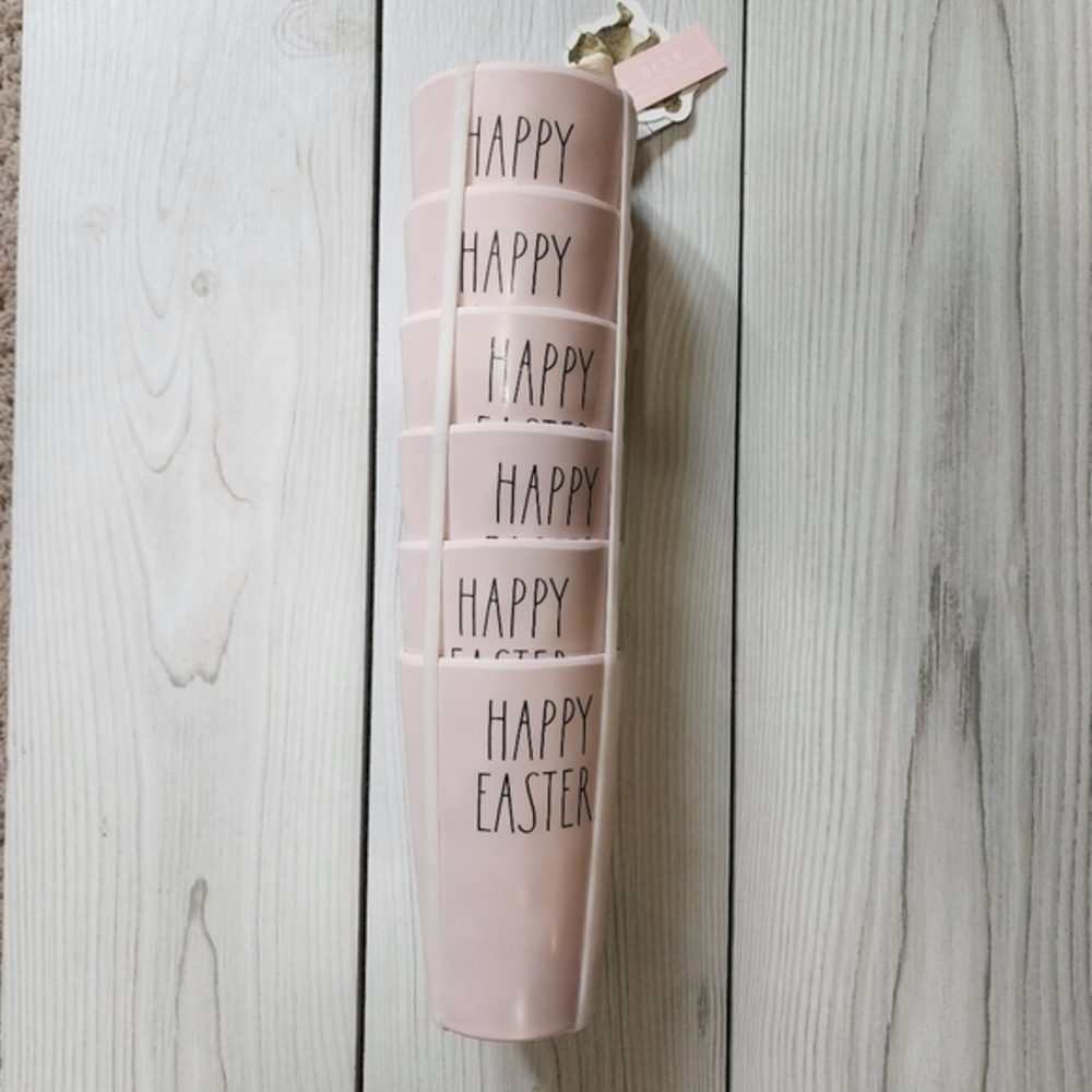 Rae Dunn pink Happy Easter cups Set of 6 NWT